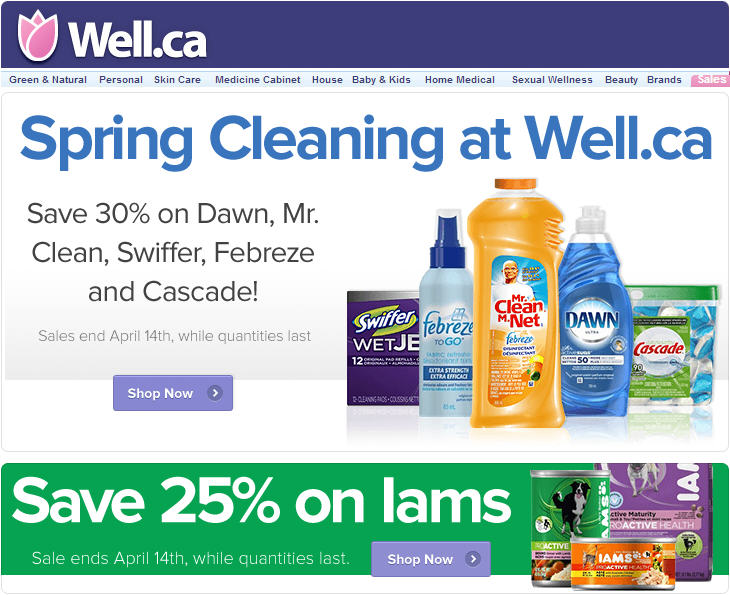 Well 30 Off on Dawn, Mr Clean, Swiffer, Frebreze and Cascade (Until Apr 14)